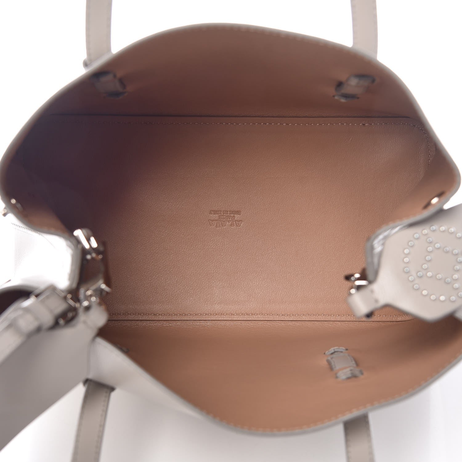 Alaia Calfskin Studded Mina 25 Bag Grey 9 of 10