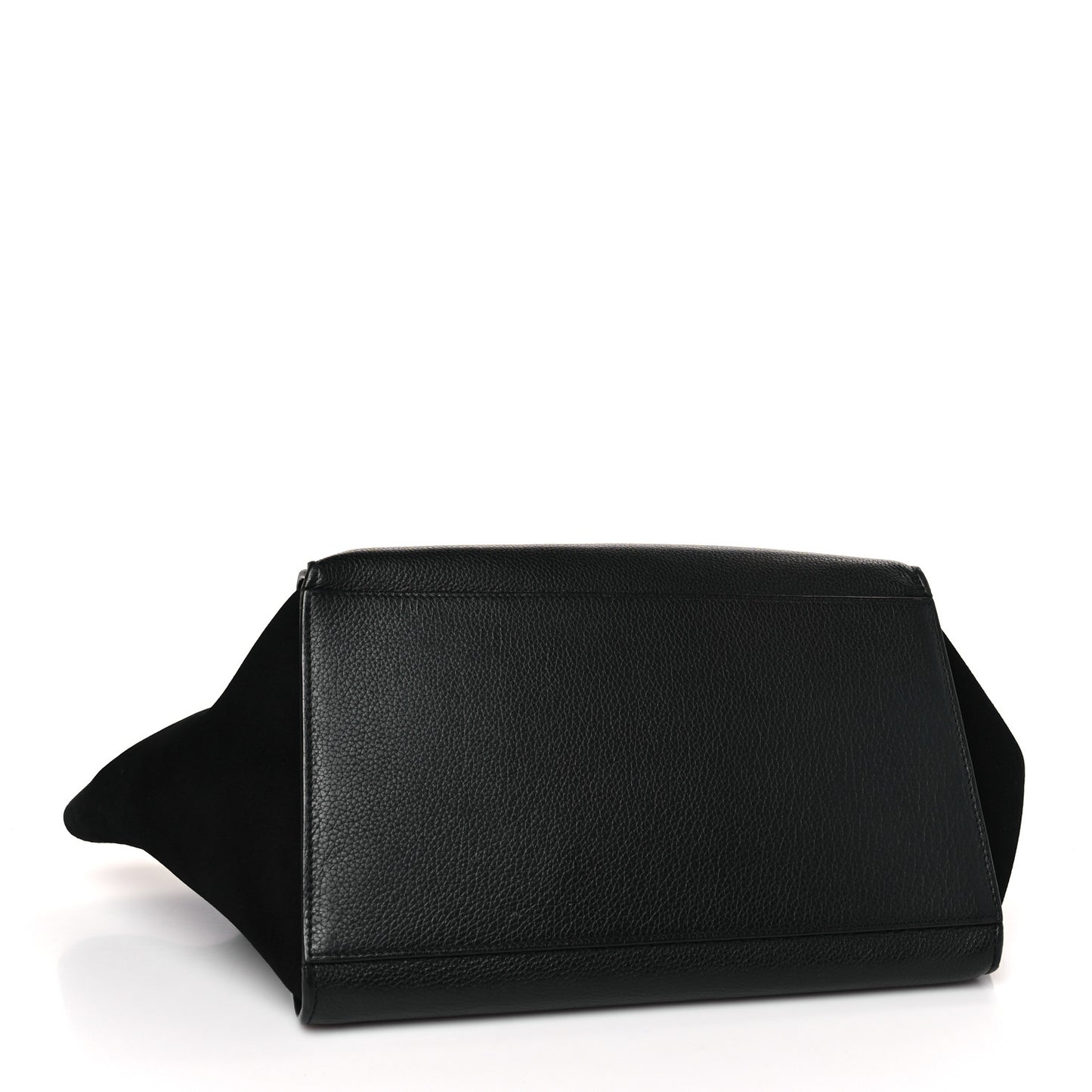 Drummed Calfskin Suede Medium Trapeze Black