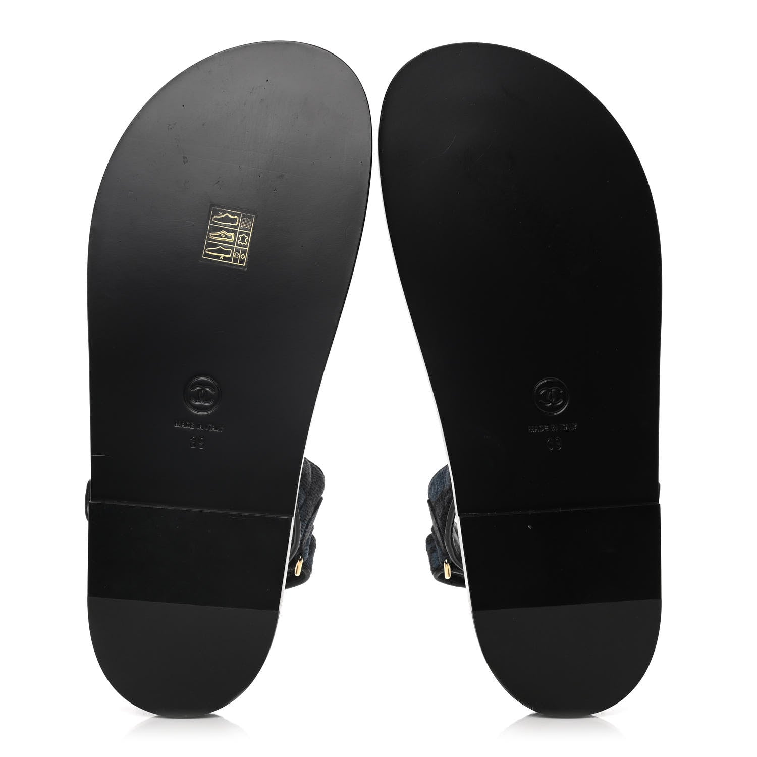 Chanel Denim Velcro Dad Sandals 39 Dark Grey Blue Black 6 of 9