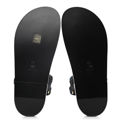 Chanel Denim Velcro Dad Sandals 39 Dark Grey Blue Black 6 of 9
