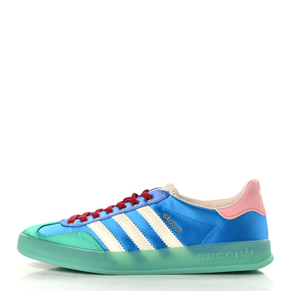 Gucci X ADIDAS Silk Duchesse Demetra Rubber Womens Gazelle Sneakers 9 Jade Capri Avio Off White 1 of 8