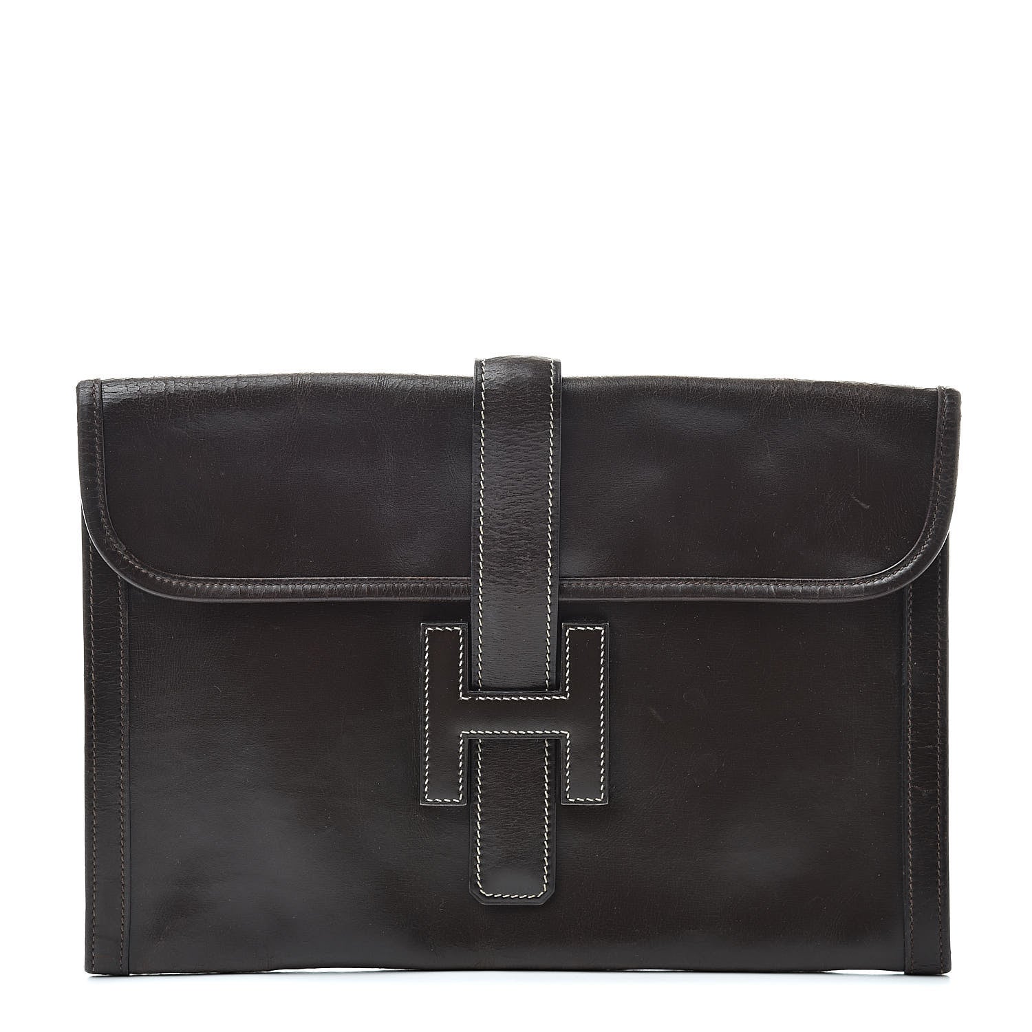 Hermes Box Calf Jige PM Clutch Chocolate 1 of 16
