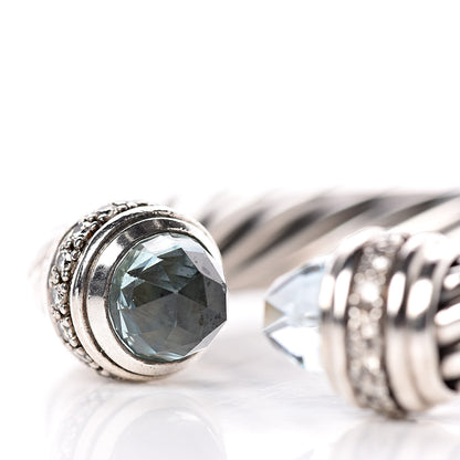 David Yurman Sterling Silver Blue Topaz Diamond 10mm Cable Classics Bracelet 7 of 7