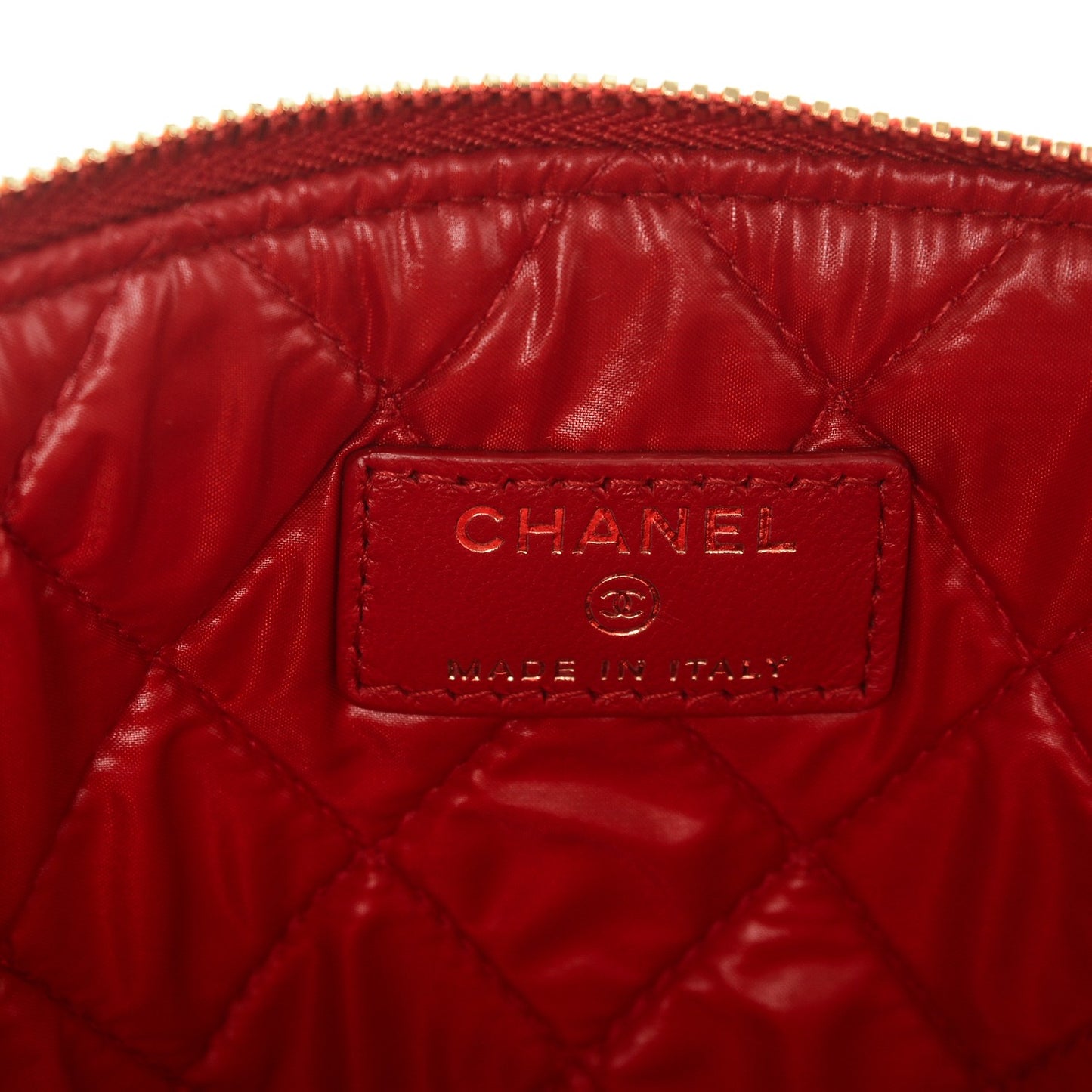 Lambskin Quilted Medium Cosmetic Case Red