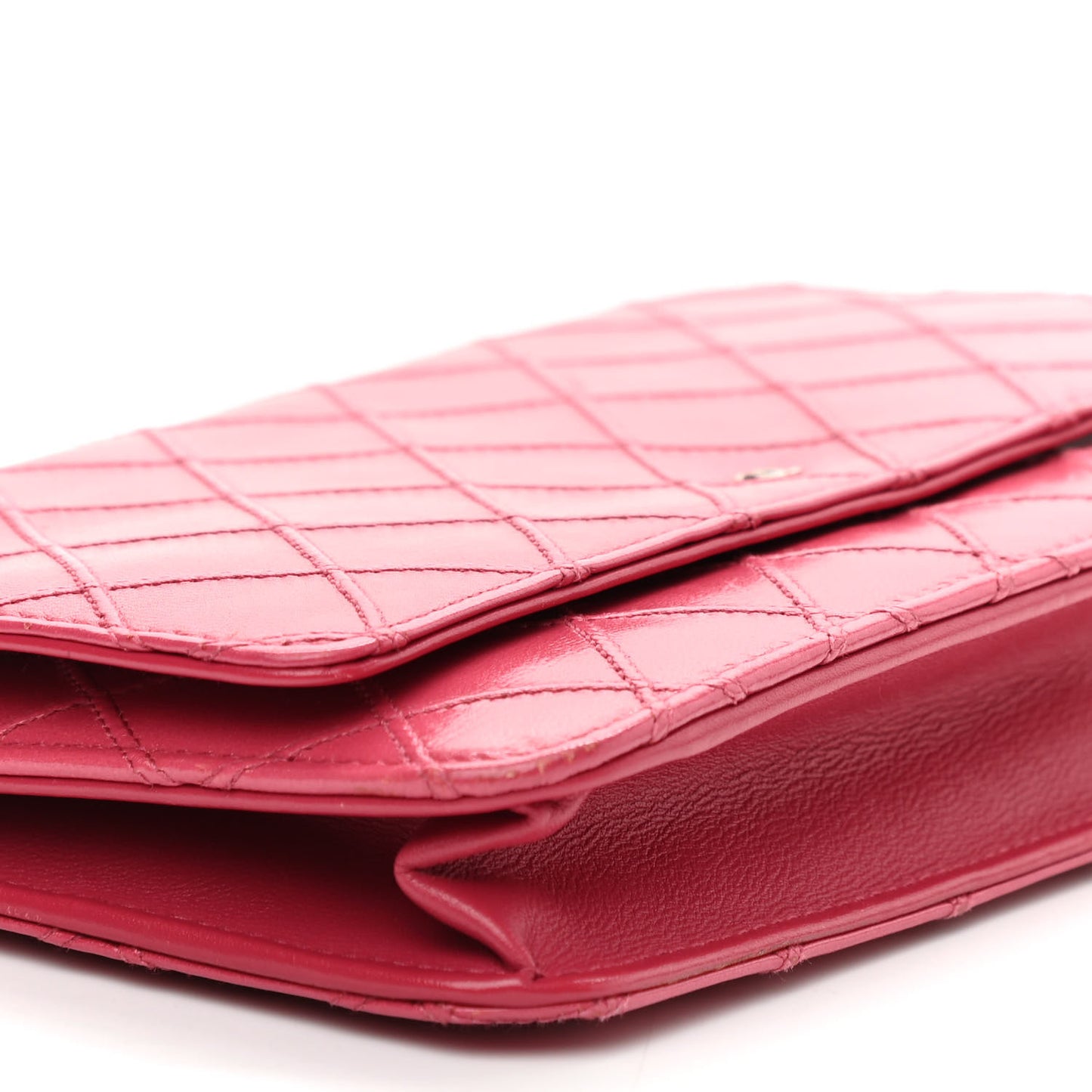Lambskin Diamond Stitched Wallet On Chain WOC Pink
