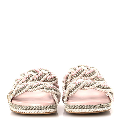 Valentino Garavani Silk Cord Calfskin Rockstud Rope Espadrille Wedge Sandals 39 Pink 3 of 11
