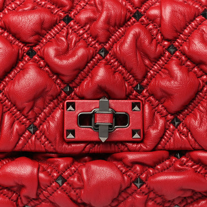 Valentino Garavani Nappa Medium Spikeme Shoulder Bag Red 6 of 8