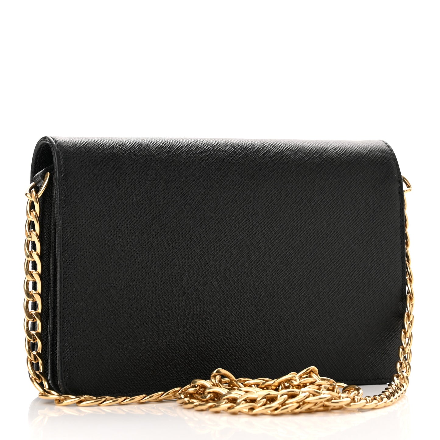 Saffiano Lux Chain Wallet Black