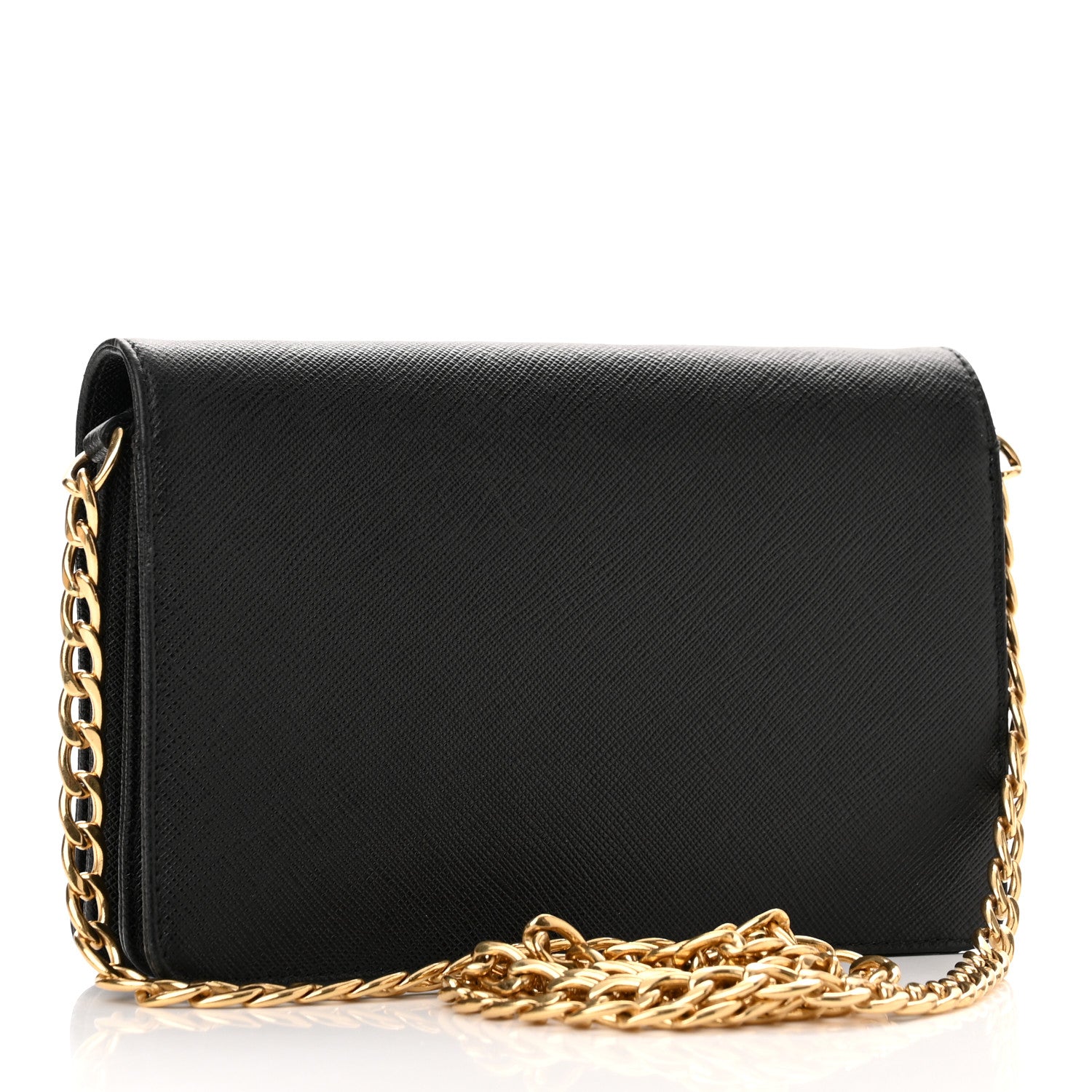Prada Saffiano Lux Chain Wallet Black 2 of 12