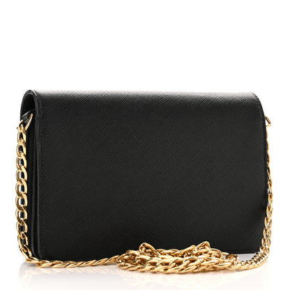 Prada Saffiano Lux Chain Wallet Black 2 of 12