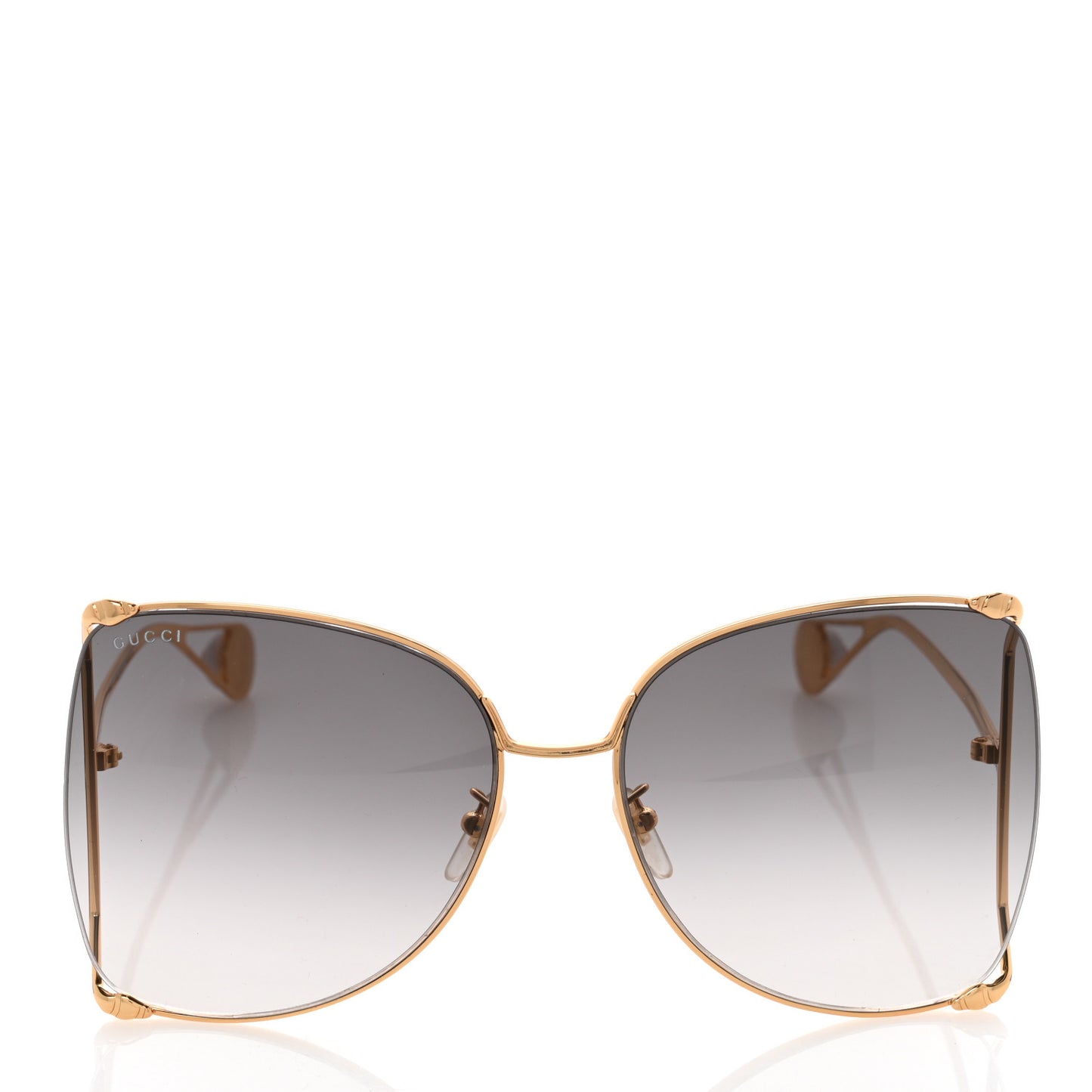 Oversized Round Sunglasses GG0252S Gold Brown