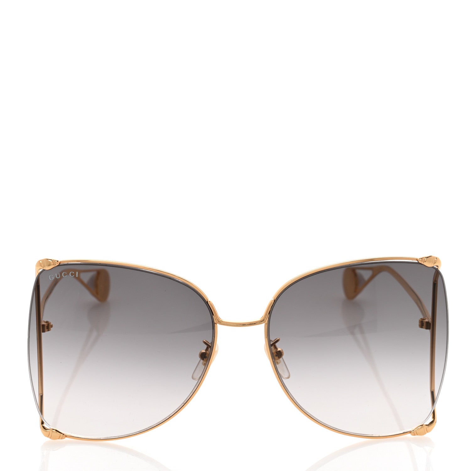 Gucci Oversized Round Sunglasses GG0252S Gold Brown 2 of 8