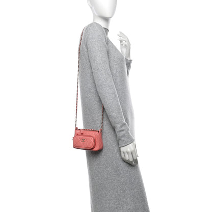Chanel Shiny Crumpled Lambskin Quilted Mini Clutch With Chain  Pink 2 of 11