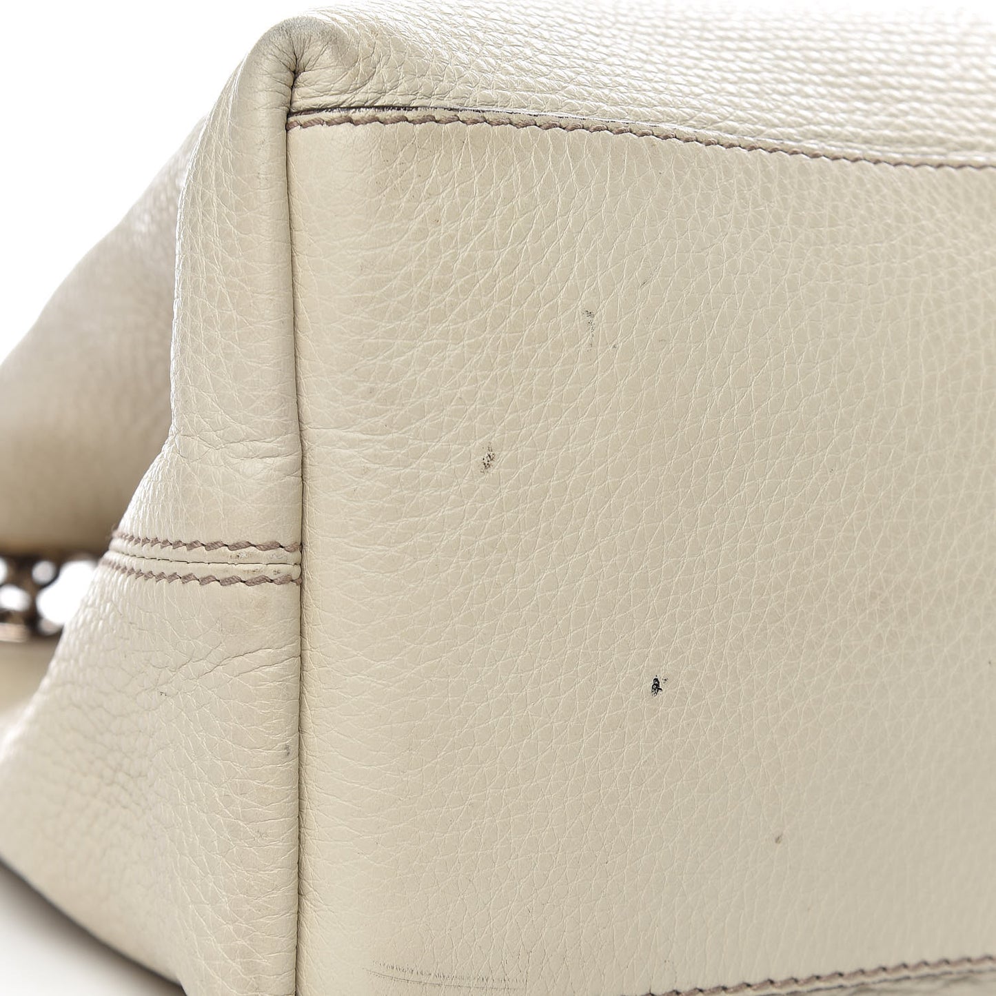Pebbled Calfskin Medium Soho Chain Shoulder Bag Off White