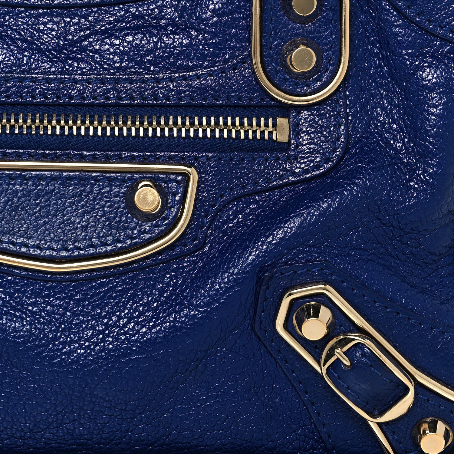 Balenciaga Chevre Gold Metallic Edge Hardware Mini City Bleu Roi 8 of 12