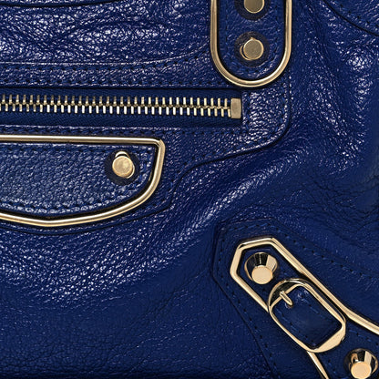 Balenciaga Chevre Gold Metallic Edge Hardware Mini City Bleu Roi 8 of 12
