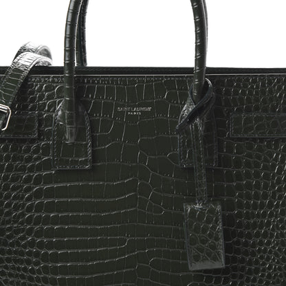 Saint Laurent Calfskin Crocodile Embossed Baby Sac De Jour Dark Leaf 9 of 9