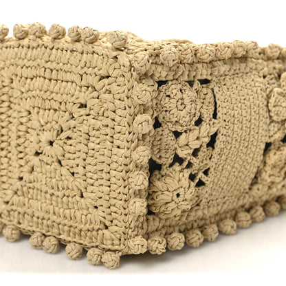 Christian Dior Woven Raffia Floral Embellished D-Bubble Bucket Bag Natural 9 of 9
