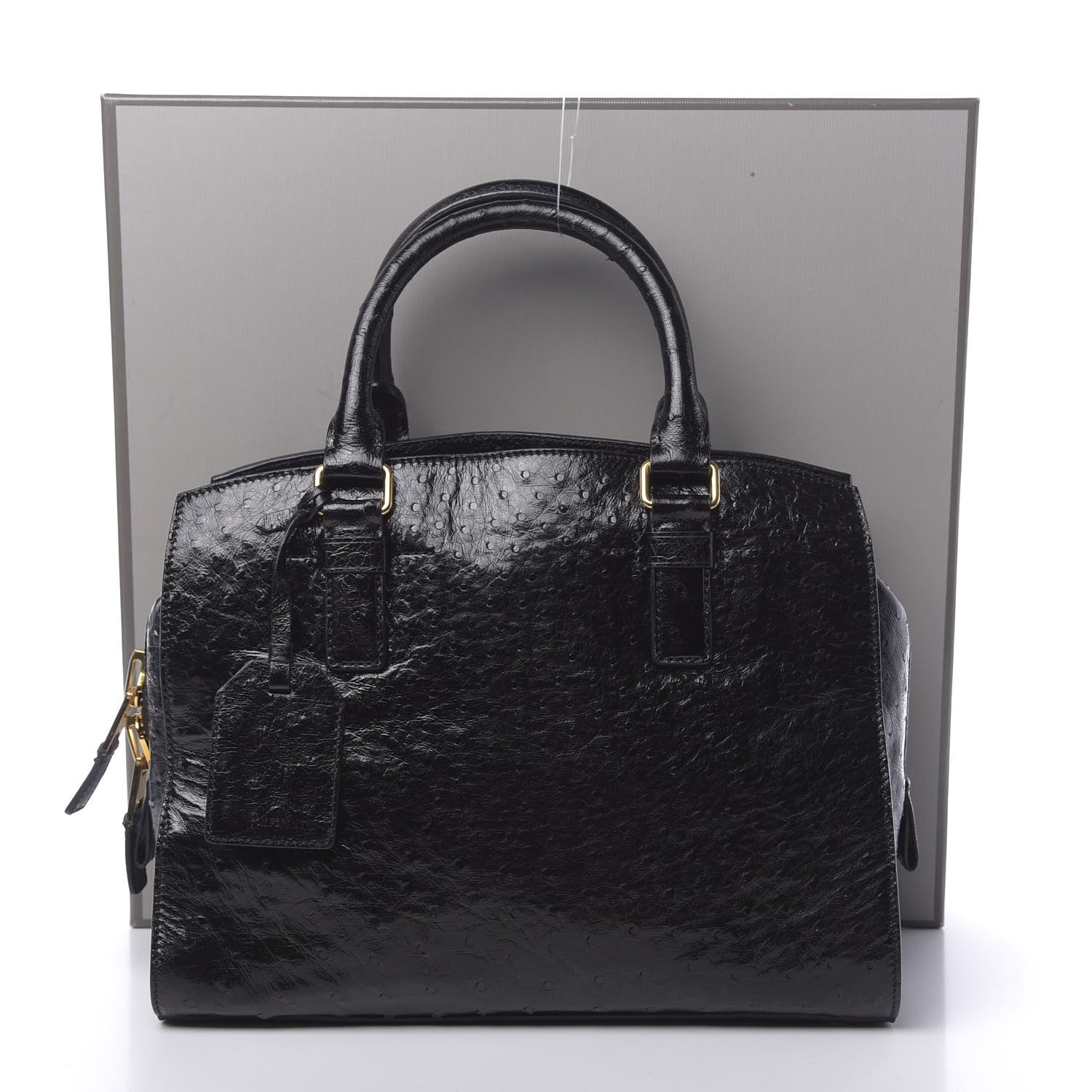 Tom Ford Ostrich Top Handle Satchel Black 11 of 11