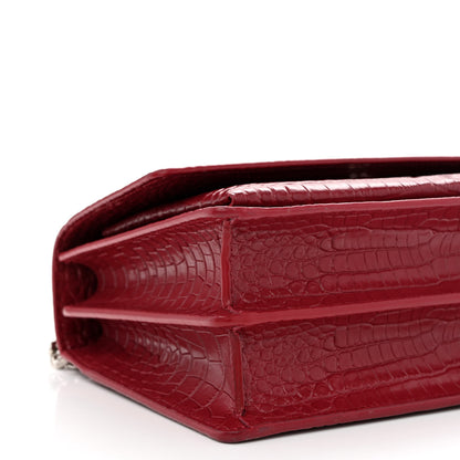 Saint Laurent Calfskin Crocodile Embossed Medium Monogram Sunset Palissandre 9 of 11