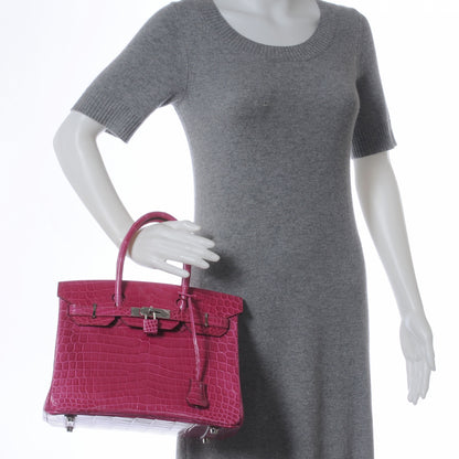 Hermes Niloticus Crocodile Birkin 30 Rose Tyrien 2 of 9