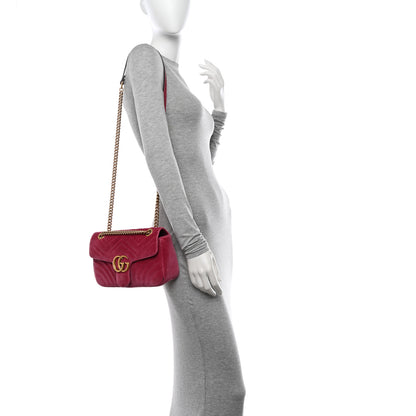 Gucci Velvet Matelasse Small GG Marmont Shoulder Bag Light Raspberry Rose 2 of 11