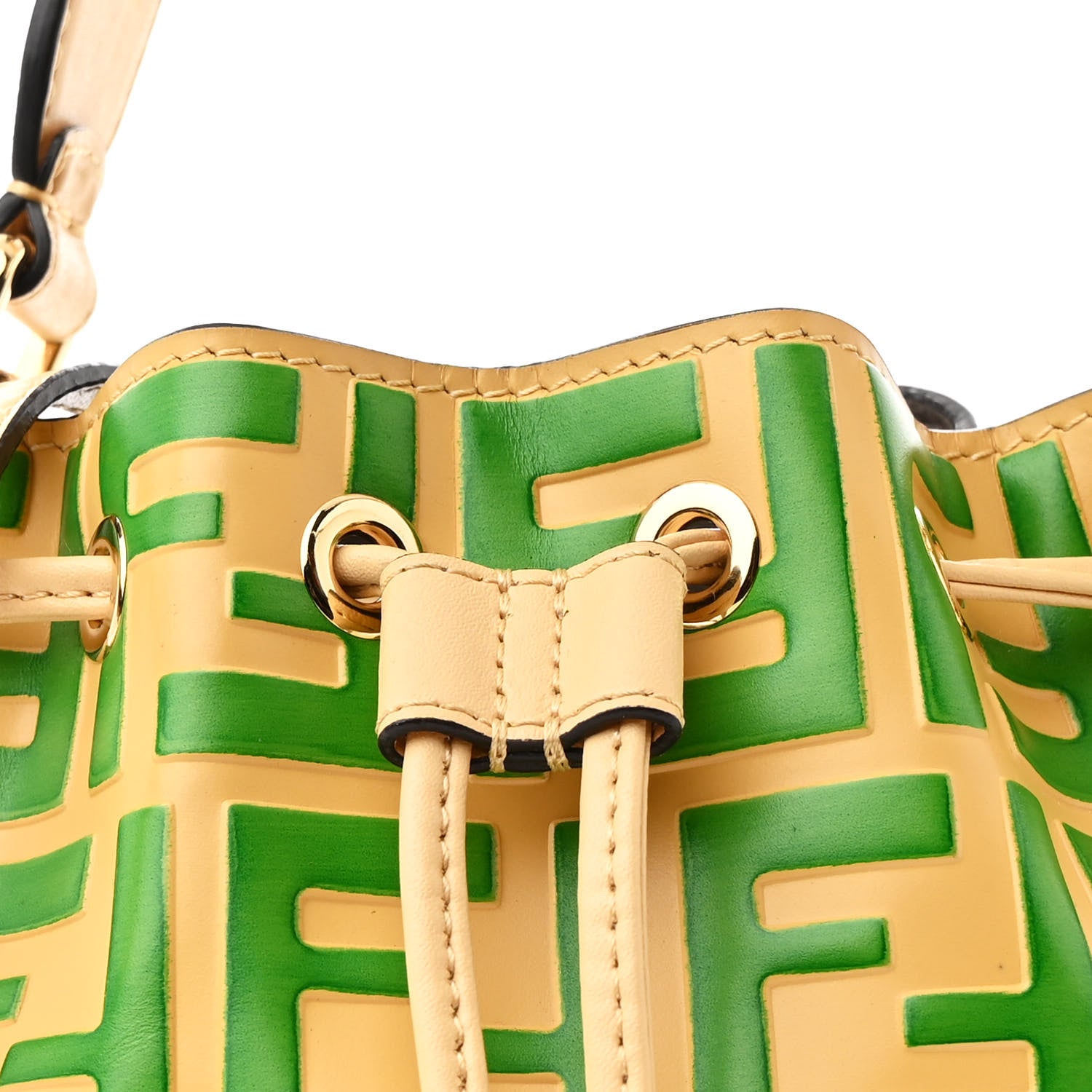 Fendi Vitello Liberty F is Fendi Bi-Color FF 1974 Embossed Mini Mon Tresor Bucket Bag Savana Tomatillo 8 of 11