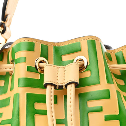 Fendi Vitello Liberty F is Fendi Bi-Color FF 1974 Embossed Mini Mon Tresor Bucket Bag Savana Tomatillo 8 of 11