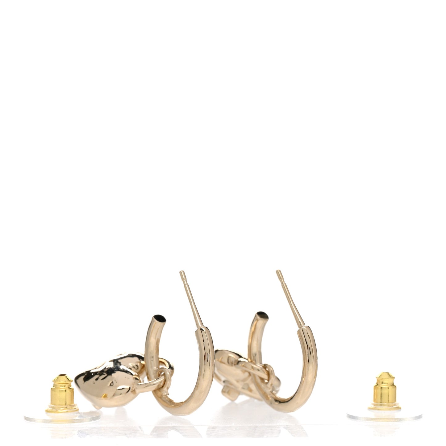 Metal CC Heart Turnlock Drop Earrings Gold