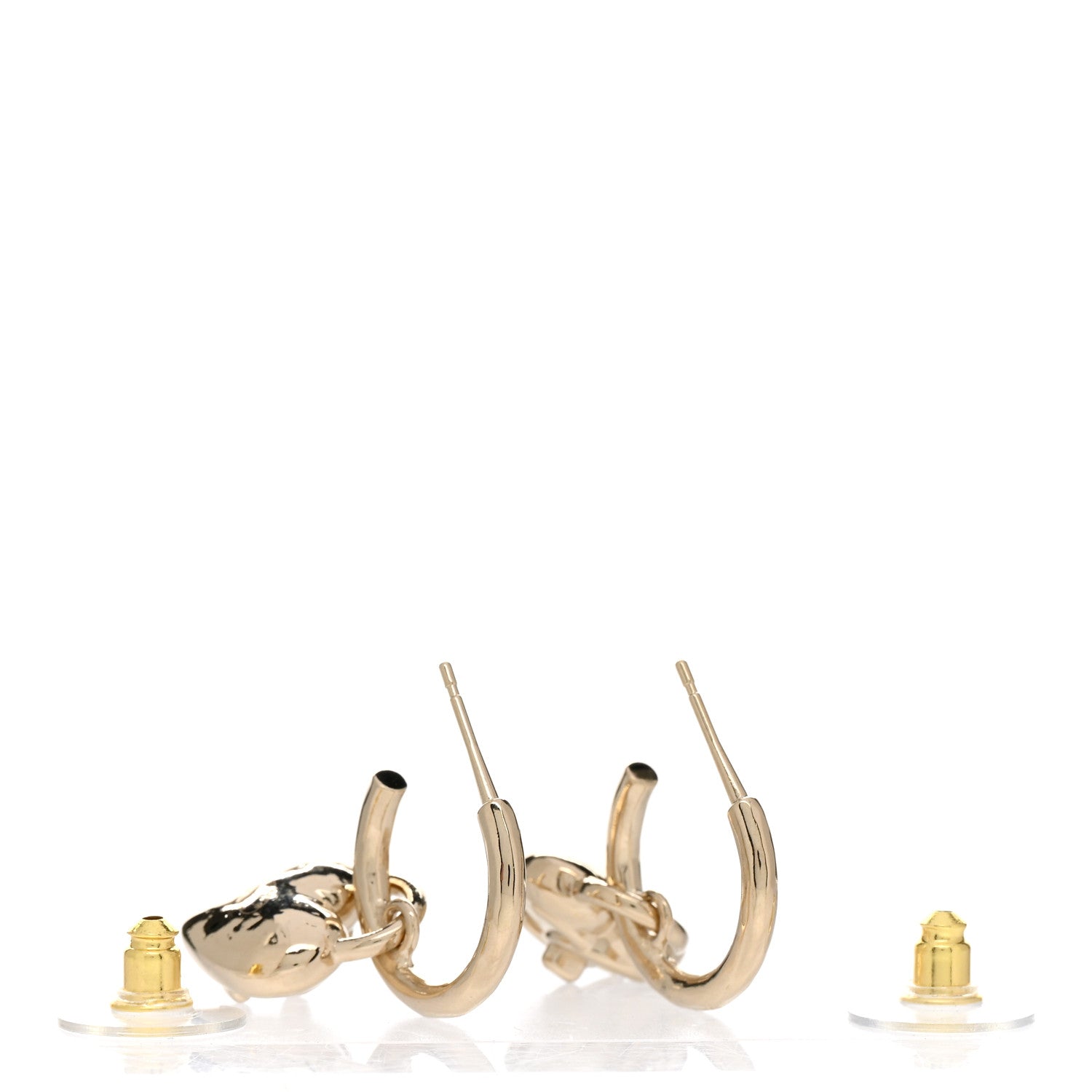 Chanel Metal CC Heart Turnlock Drop Earrings Gold 3 of 5