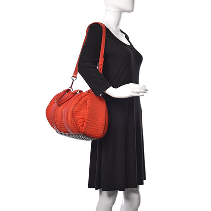 Alexander Wang Pebbled Lambskin Woven Rocco Red Silver Hardware 2 of 11