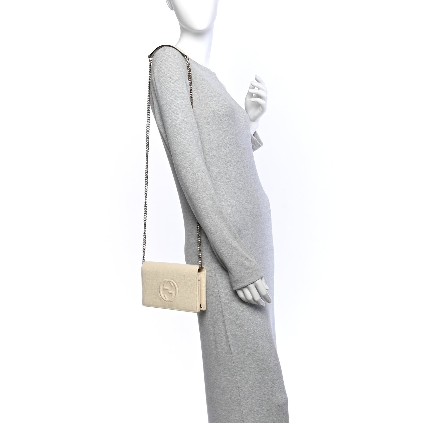 Pebbled Calfskin Soho Wallet On Chain Ivoire