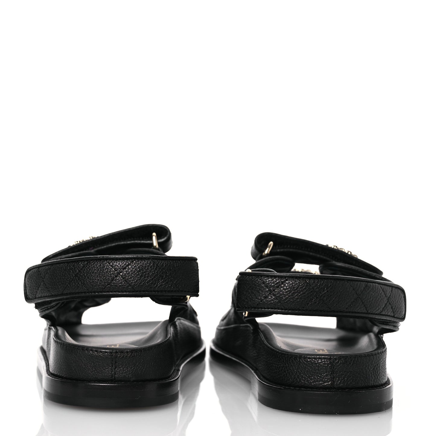Grained Calfskin Velcro Dad Sandals 36.5 Black