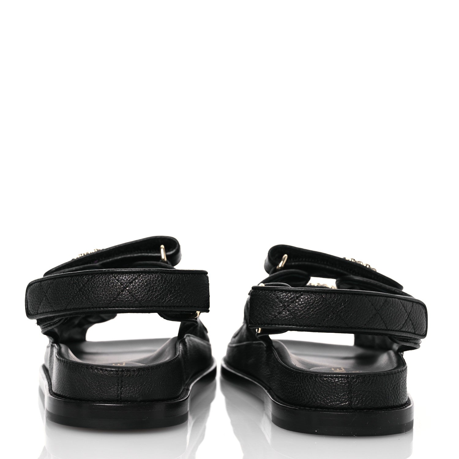 Chanel Grained Calfskin Velcro Dad Sandals 36.5 Black 5 of 9