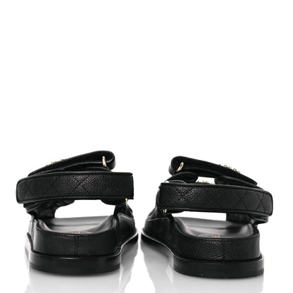 Chanel Grained Calfskin Velcro Dad Sandals 36.5 Black 5 of 9