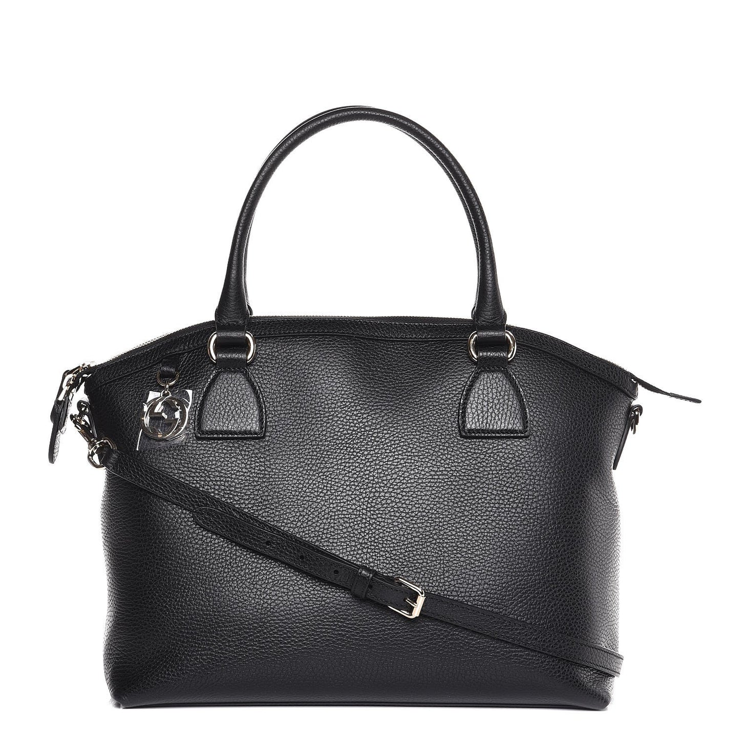 Dollar Calfskin GG Charm Dome Satchel Black