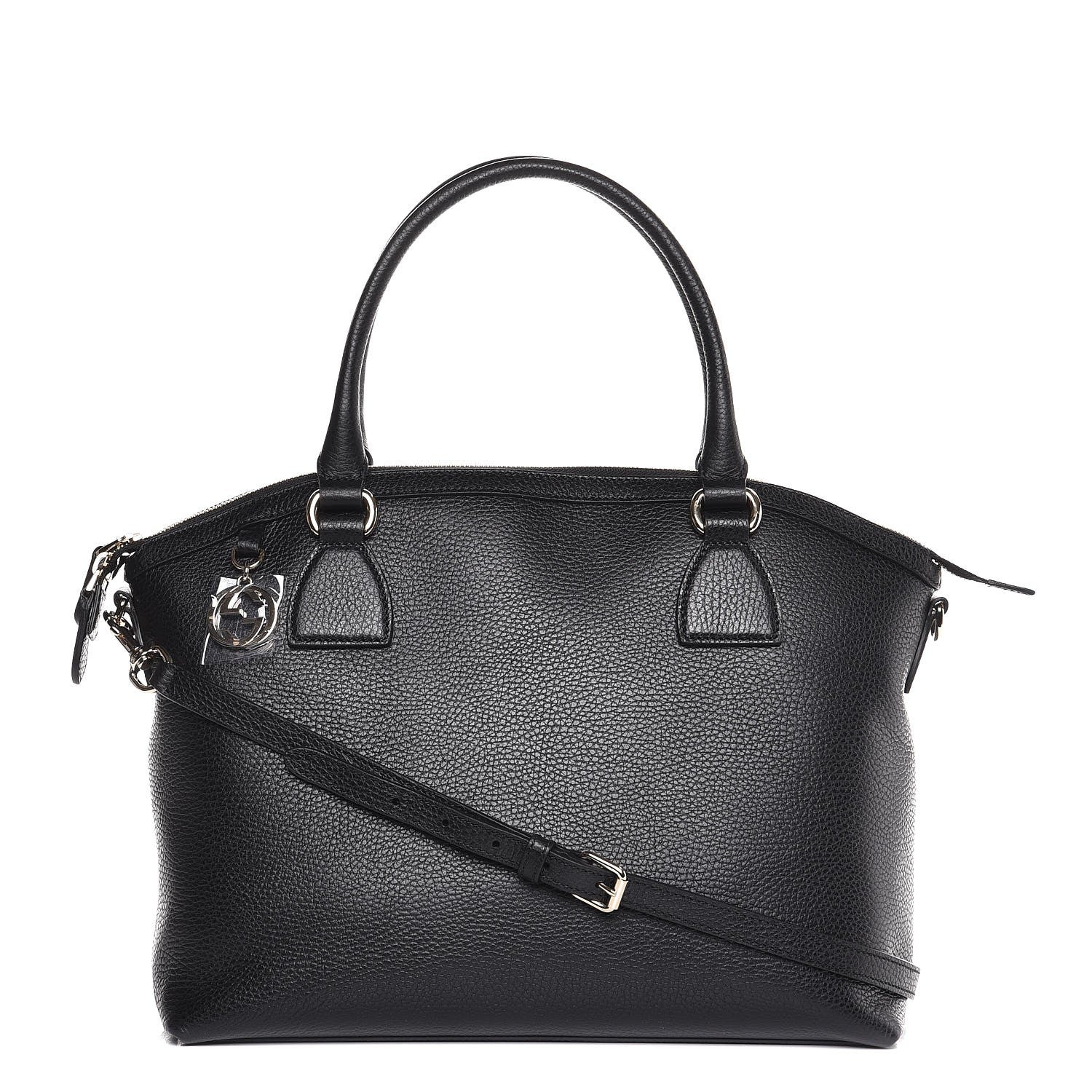 Gucci Dollar Calfskin GG Charm Dome Satchel Black 1 of 7