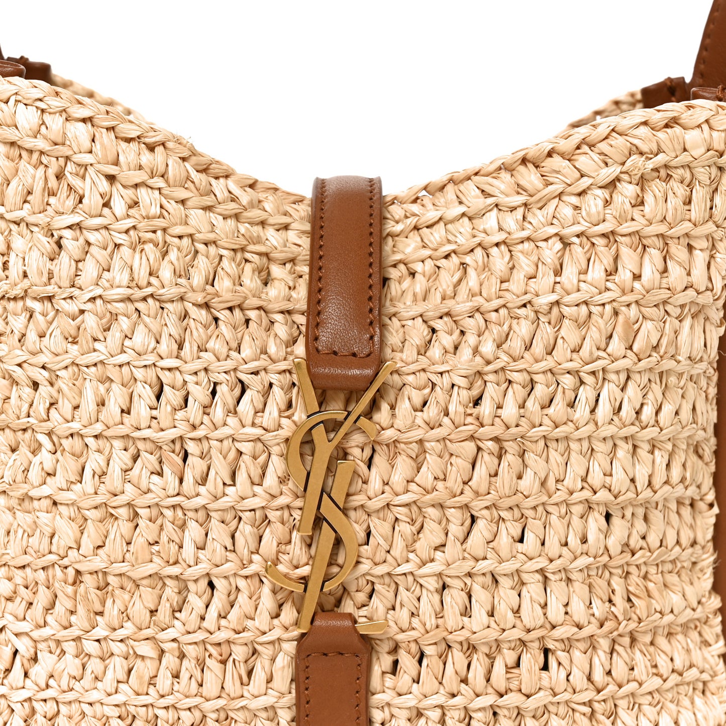 Raffia Calfskin Le 5 A 7 Baby Hobo Natural Brick