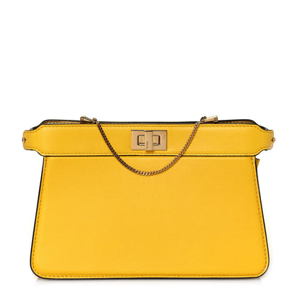 Fendi Nappa Small Peekaboo I SEE U East West Chain Satchel Limone 1 of 12