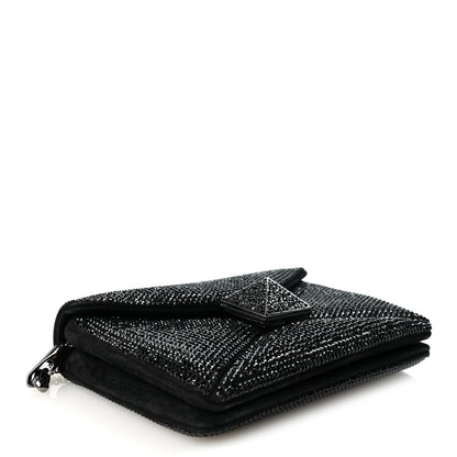 Valentino Garavani Crystal Suede Embellished Small One Stud Clutch With Chain Black 4 of 10