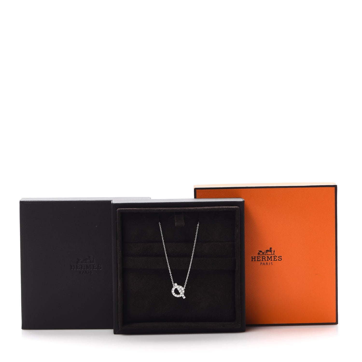 Hermes 18K White Gold Diamond Finesse Pendant Necklace 5 of 5