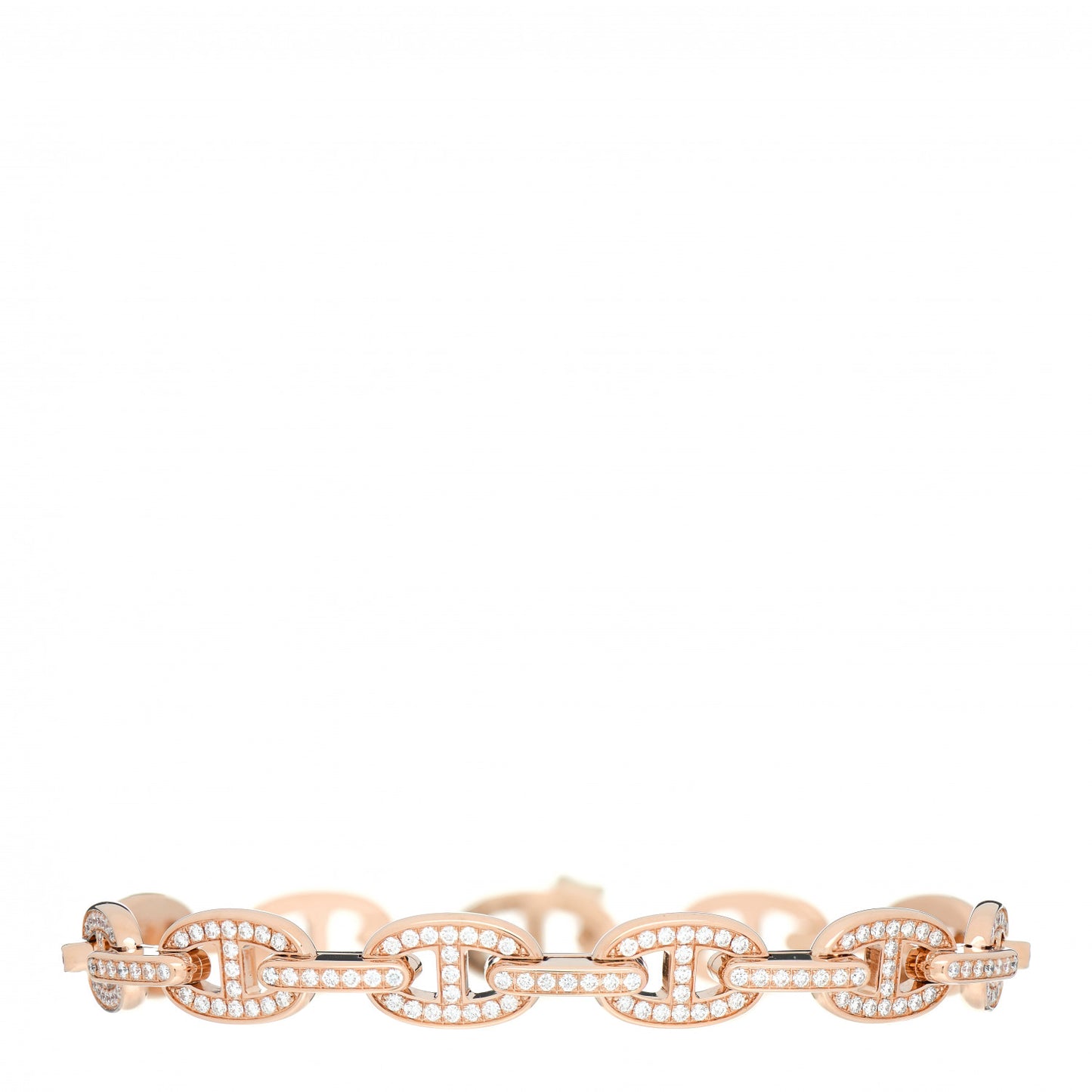 18K Rose Gold Diamond PM Chaine d'Ancre Enchainee Bracelet SH