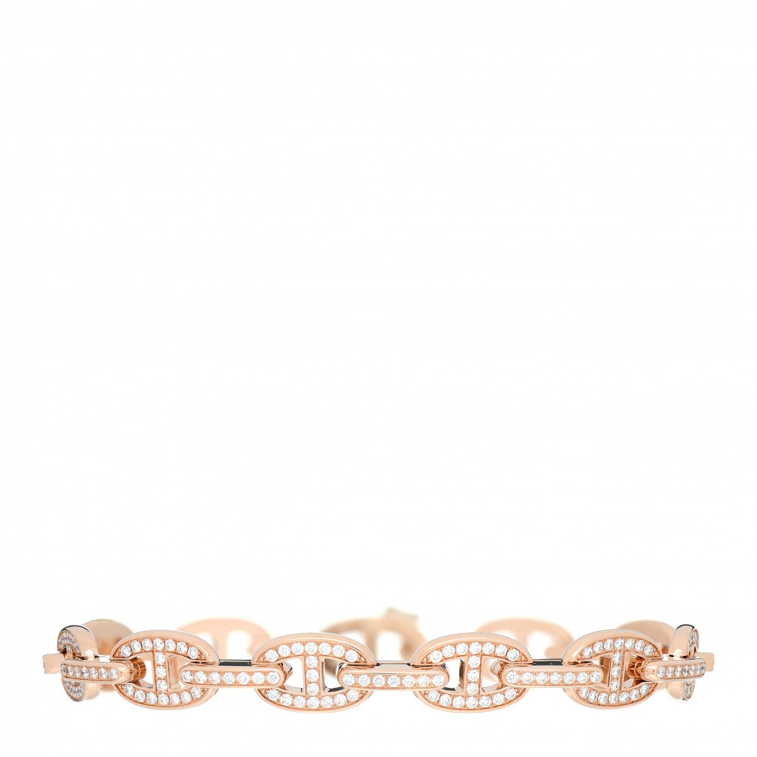 Hermes 18K Rose Gold Diamond PM Chaine d'Ancre Enchainee Bracelet SH 1 of 4