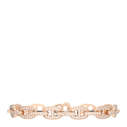 Hermes 18K Rose Gold Diamond PM Chaine d'Ancre Enchainee Bracelet SH 1 of 4