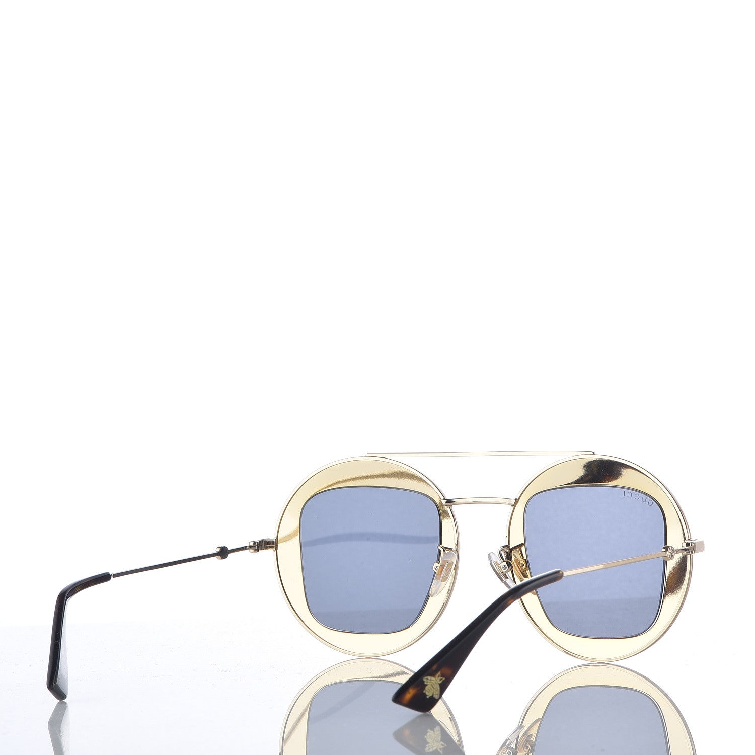 Gucci Round Frame Sylvie Web Sunglasses GG0105S Gold 4 of 9