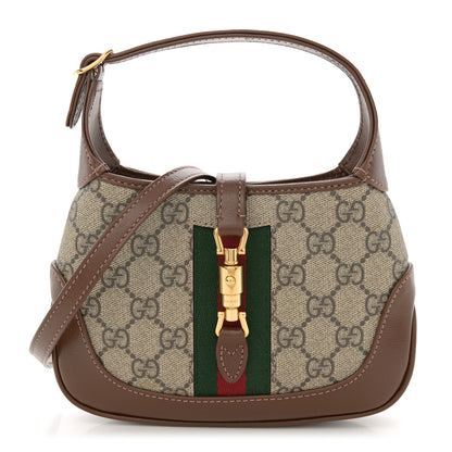 Gucci GG Supreme Monogram Azalea Calfskin Web Mini Jackie 1961 Hobo Beige Ebony Brown Sugar 1 of 11