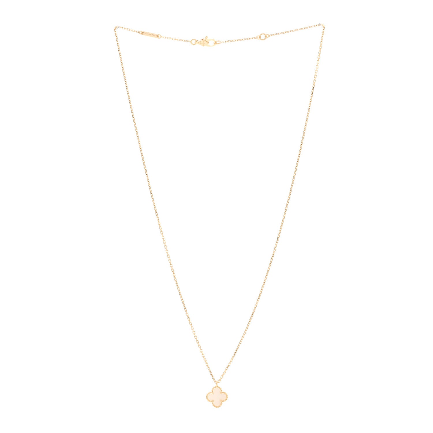 Van Cleef & Arpels 18K Yellow Gold Mother of Pearl Sweet Alhambra Pendant Necklace 3 of 5