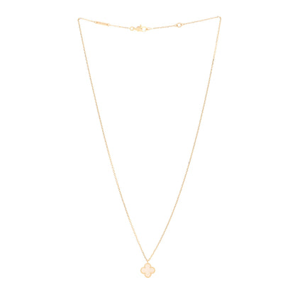 Van Cleef & Arpels 18K Yellow Gold Mother of Pearl Sweet Alhambra Pendant Necklace 3 of 5
