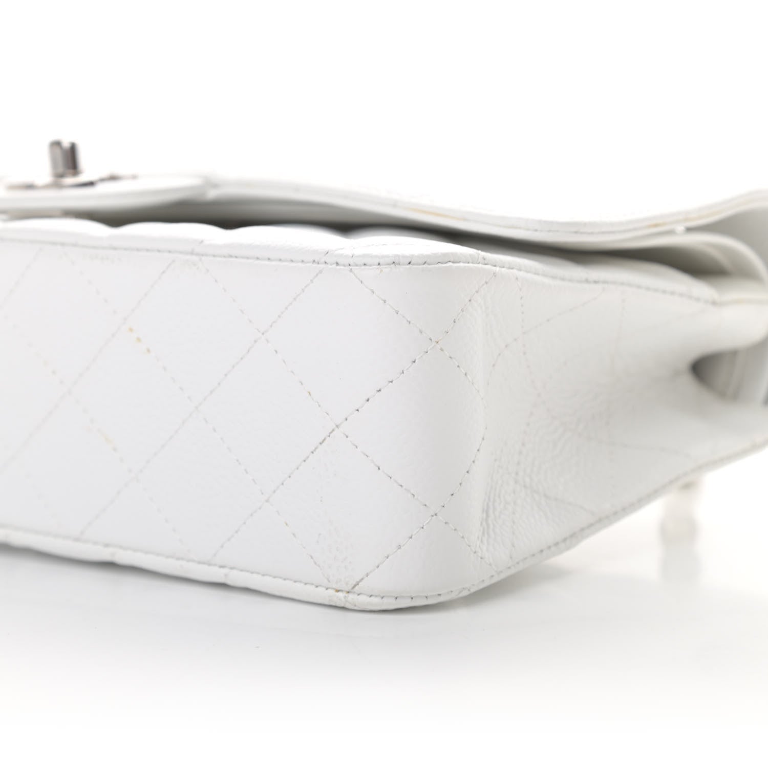 Chanel Caviar Quilted Medium Double Flap White 10 of 13