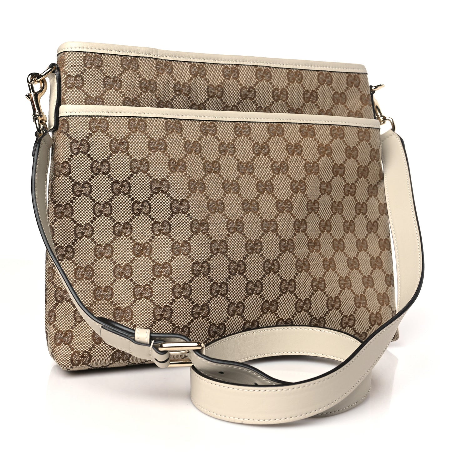 Monogram Medium Flat Messenger Bag Off White